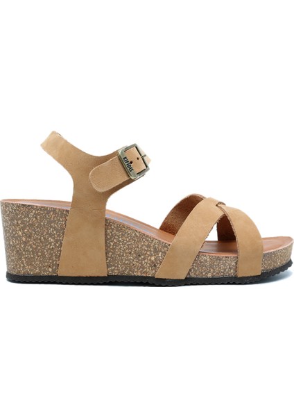 K15009 Kifidis Soft Step Kadın Dolgu Topuklu Mantar Sandalet 36-41