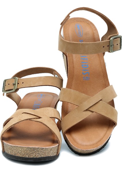 K15009 Kifidis Soft Step Kadın Dolgu Topuklu Mantar Sandalet 36-41