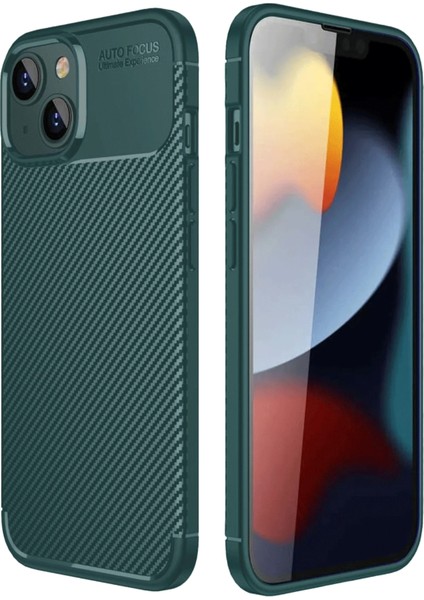Apple iPhone 14 Kılıf Auto Focus Karbon Kapak - Koyu Yeşil Gnzrz