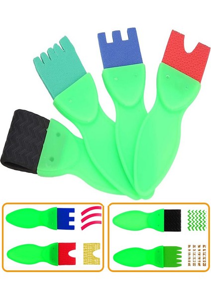 Eva Spatula 4 Lü 1 Paket Plastik Doku Tarağı Fırçası Okul Öncesi Boya Sünger Fırça Seti Çocuklar Için Plastik Saplı