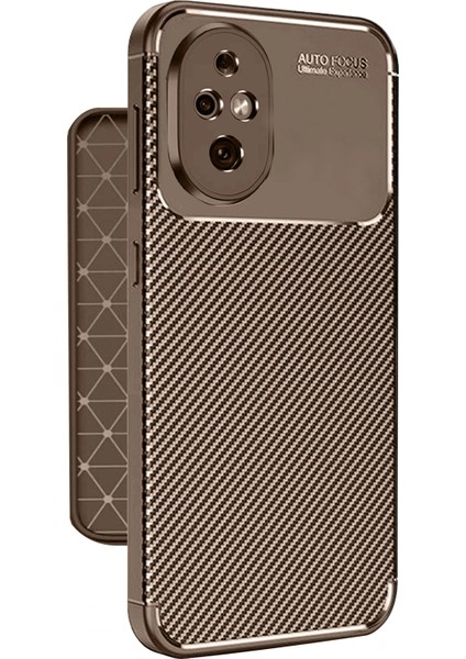 Honor 200 Kılıf Auto Focus Karbon Kapak - Kahverengi Gnzrz