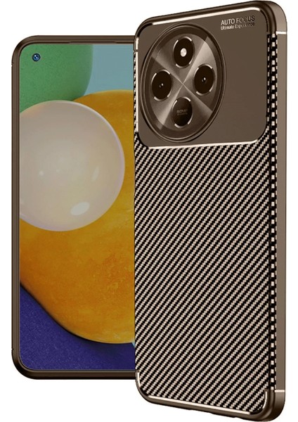Tecno Spark 30 Pro Kılıf Auto Focus Karbon Kapak - Kahverengi Gnzrz