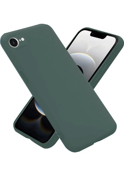 Apple iPhone 16E Kılıf Nano Içi Kadife Silikon - Koyu Yeşil Gnzrz