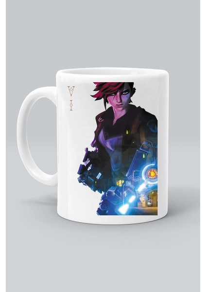 Vi Karakter Arcane Tasarım Baskılı Beyaz Klasik Kupa Bardak