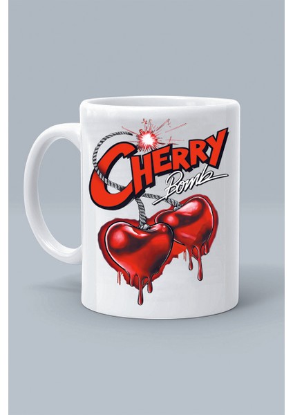 Cherry Bom Kiraz Bombası Sexy Tasarım Baskılı Beyaz Klasik Kupa Bardak