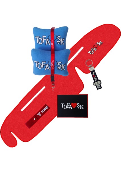 Tofaş Şahin Doğan Kartal Kırmızı Yüksek Torpido Koruma Halısı / Tofaş Mavi Polar Yastık Oto Aksesuar