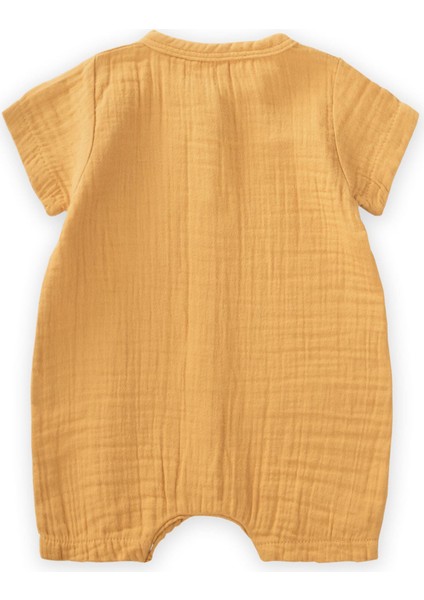 Zebra Nakışlı Müslin Şort Tulum 0-3 Yaş Pastel Sarı