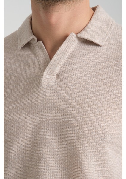 2525 Lores Erkek Camel %100 Pamuk Waffle Slim Fit Polo Yaka Tişört fiyatları