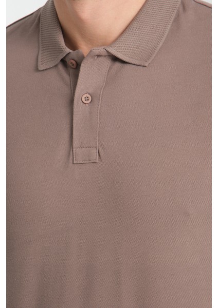 2739 Arven Erkek Taş %100 Pamuk Pike Kumaş Slim Fit Polo Yaka Tişört