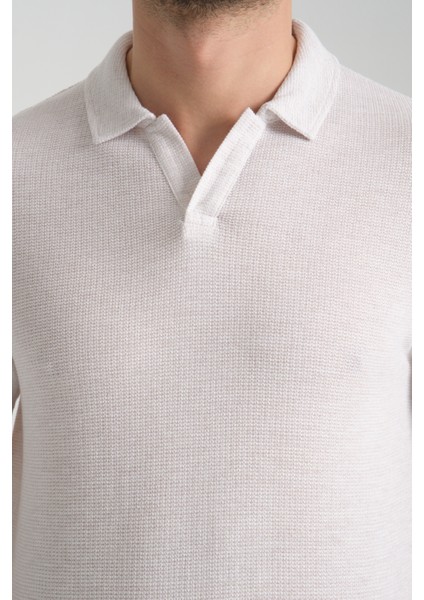 2525 Lores Erkek Krem %100 Pamuk Waffle Slim Fit Polo Yaka Tişört fiyatları