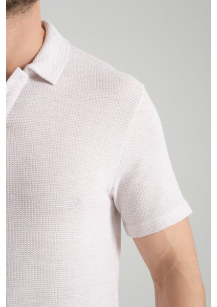 2525 Lores Erkek Krem %100 Pamuk Waffle Slim Fit Polo Yaka Tişört fırsatları