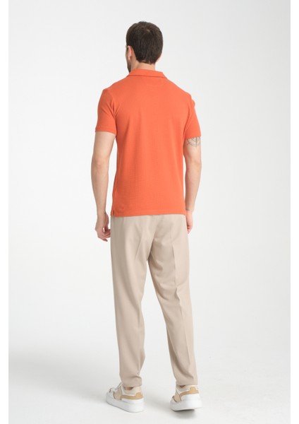2032 Rico Erkek Turuncu %100 Pamuk Waffle Regular Fit Polo Yaka Tişört fırsatları