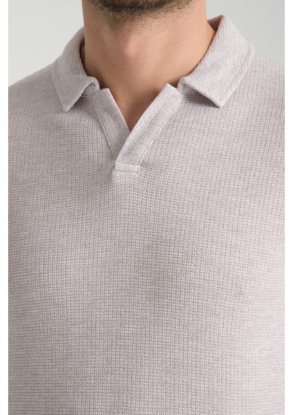 2525 Lores Erkek Vizon %100 Pamuk Waffle Slim Fit Polo Yaka Tişört fiyatları