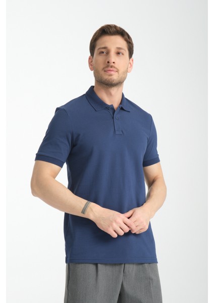 2739 Arven Erkek Indigo %100 Pamuk Pike Kumaş Slim Fit Polo Yaka Tişört fırsatları