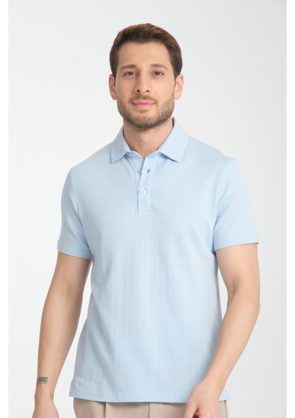 2927 Lucero Erkek Mavi %100 Pamuk Çekmeyen Kumaş Slim Fit Dar Kesim Polo Yaka Tişört fiyatları