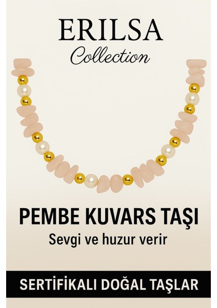 Sertifikalı Kırık Taşlı Model Pembe Kuvars Taşı Kolye – Sevgi ve Şefkat Enerjisi