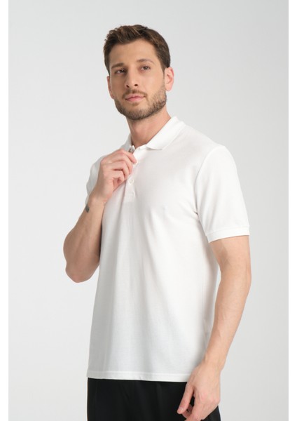 2127 King Erkek Ekru %100 Pamuk Regular Fit Polo Yaka Pike Tişört