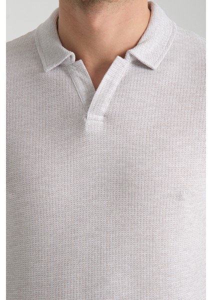 2525 Lores Erkek Gri %100 Pamuk Waffle Slim Fit Polo Yaka Tişört fiyatları