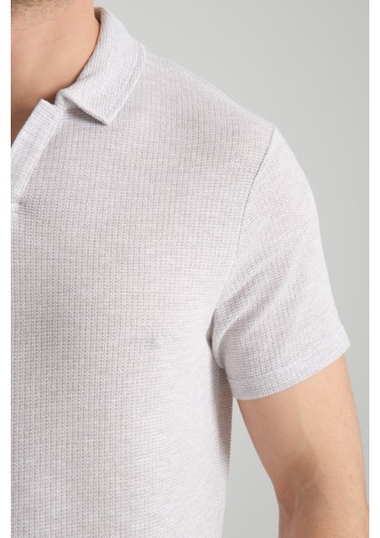 2525 Lores Erkek Gri %100 Pamuk Waffle Slim Fit Polo Yaka Tişört fırsatları