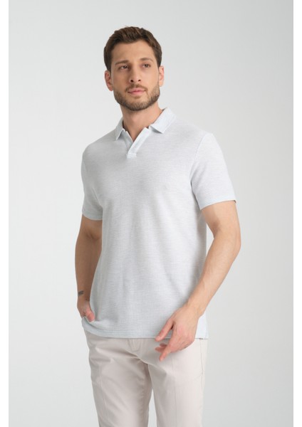 2525 Lores Erkek Mint %100 Pamuk Waffle Slim Fit Polo Yaka Tişört modelleri