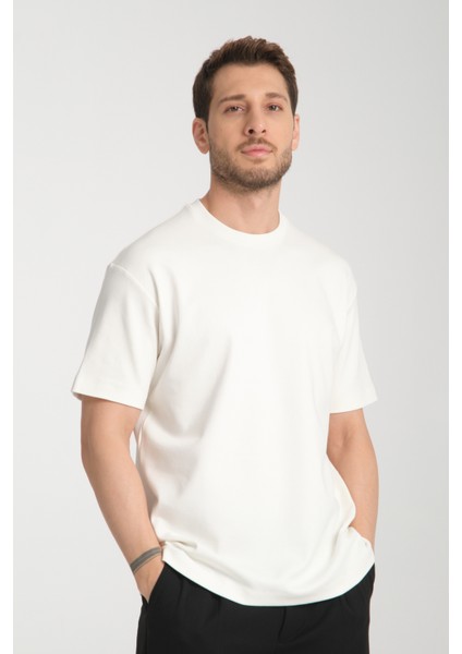 2857 Massimo Erkek Beyaz %100 Supima Pamuk Çekmeyen Kumaş Regular Fit Bisiklet Yaka Tişört fiyatları