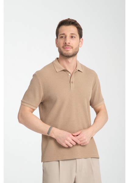 2862 Boston Erkek Bej Regular Fit %100 Pamuk Esneyen Kumaş Polo Yaka T-Shirt fiyatları