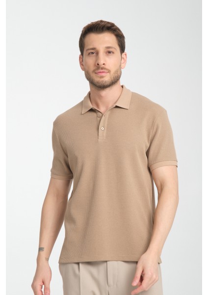 2862 Boston Erkek Bej Regular Fit %100 Pamuk Esneyen Kumaş Polo Yaka T-Shirt fırsatları