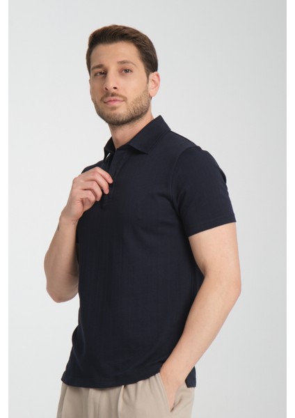 2927 Lucero Erkek Lacivert %100 Pamuk Çekmeyen Kumaş Slim Fit Dar Kesim Polo Yaka Tişört fırsatları