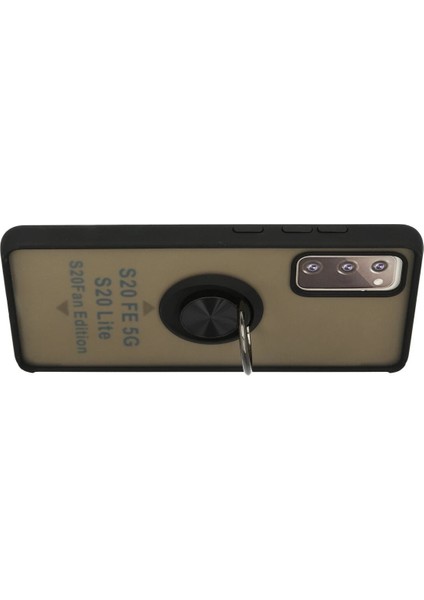 Samsung Galaxy S20 Fe Kılıf Montreal Yüzüklü Silikon Kapak - Siyah Gnzrz