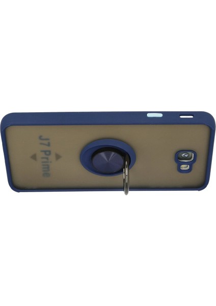 Samsung Galaxy J7 Prime Kılıf Montreal Yüzüklü Silikon Kapak - Lacivert Gnzrz