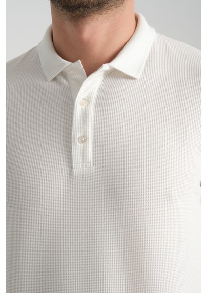 2862 Boston Erkek Beyaz Regular Fit %100 Pamuk Esneyen Kumaş Polo Yaka T-Shirt