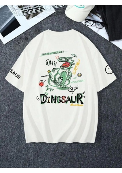 Dinosaur Tasarım Baskılı Oversize T-Shirt