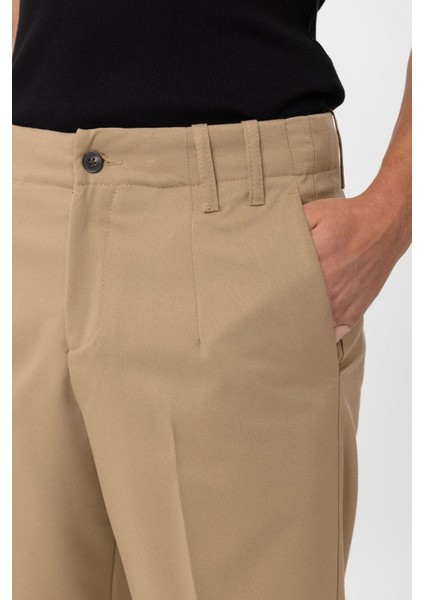 Bej Yüksek Bel Straight Fit Erkek Pantolon modelleri