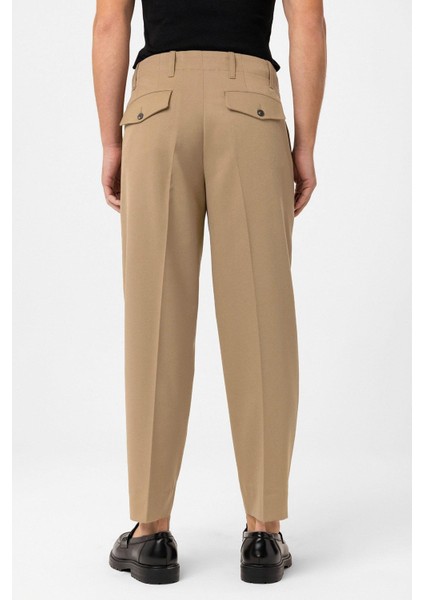 Bej Yüksek Bel Straight Fit Erkek Pantolon fırsatları