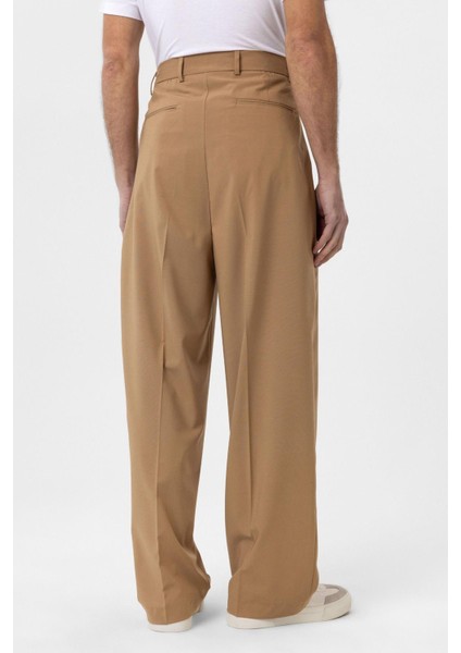 Camel Baggy Yüksek Bel Erkek Kumaş Pantolon fırsatları