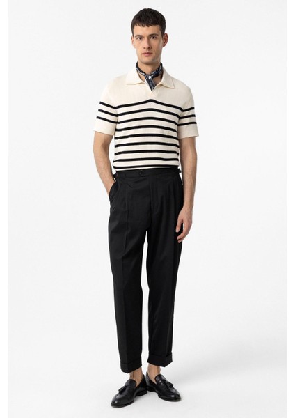 Siyah Yüksek Bel Italyan Kalıp Pileli Erkek Pantolon fiyatları