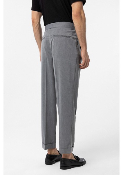 Gri Yüksek Bel Italyan Kalıp Pileli Erkek Pantolon fırsatları