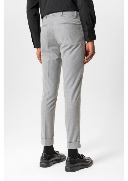 Açık Gri Regular Fit Duble Paça Erkek Pantolon indirimleri