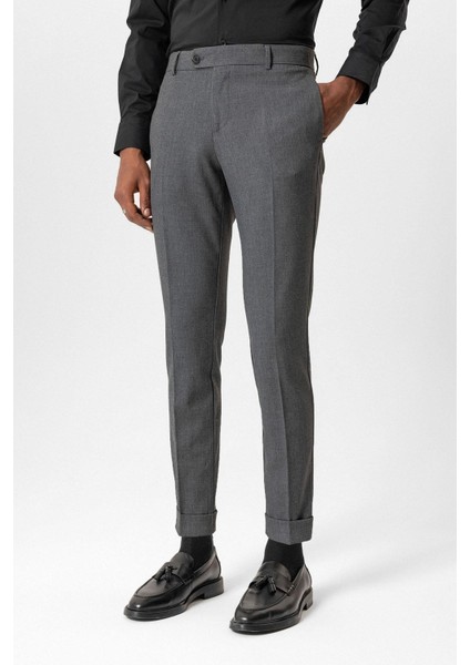 Gri Regular Fit Duble Paça Erkek Pantolon