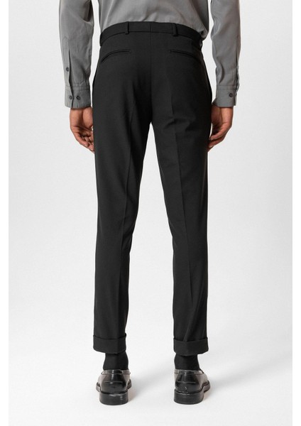 Siyah Regular Fit Duble Paça Erkek Pantolon indirimleri
