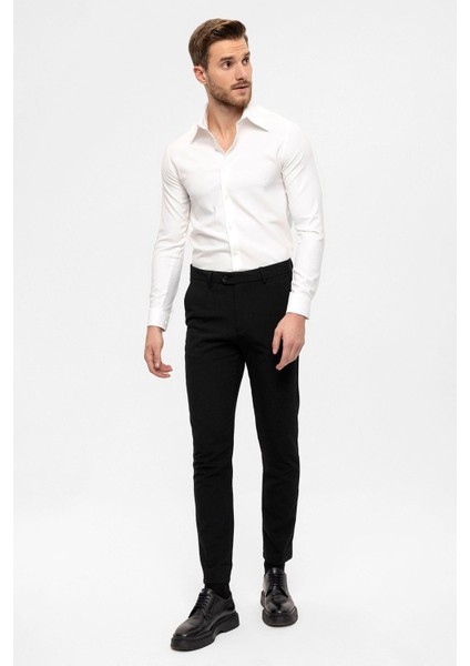 Siyah Erkek Aksesuar Detaylı Slim Fit Pantolon modelleri