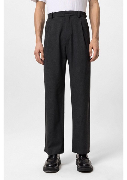 Antrasit Yüksek Bel Baggy Erkek Pantolon