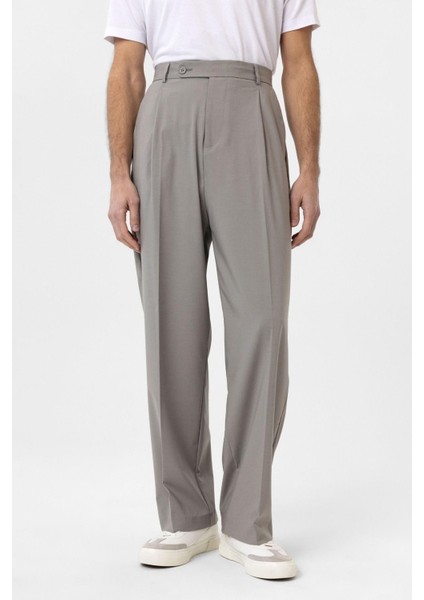 Açık Gri Baggy Yüksek Bel Erkek Kumaş Pantolon fiyatları