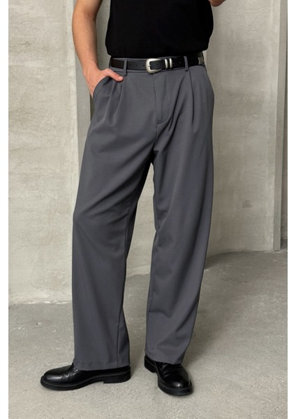 Erkek Pileli Ekstra Baggy Kalıp Kumaş Pantolon