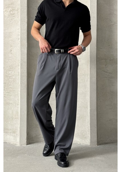 Erkek Pileli Ekstra Baggy Kalıp Kumaş Pantolon modelleri