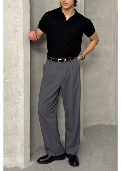 Erkek Pileli Ekstra Baggy Kalıp Kumaş Pantolon fırsatları