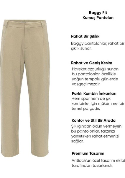 Bej Yüksek Bel Baggy Erkek Pantolon
