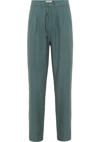 Yeşil Bel Bağlamalı Keten Karışımlı Baggy Erkek Pantolon indirimleri