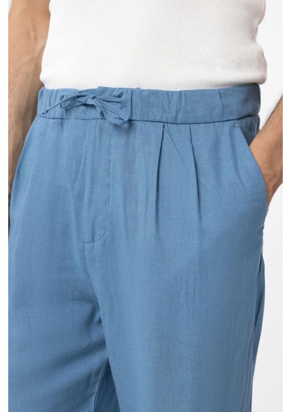 Bebe Mavi Bel Bağlamalı Keten Karışımlı Baggy Erkek Pantolon modelleri