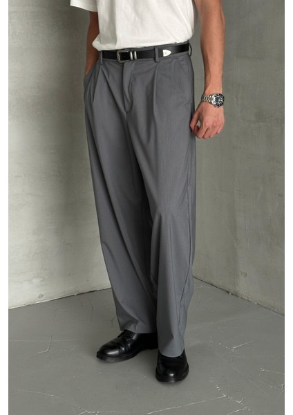 Erkek Pileli Ekstra Baggy Kalıp Kumaş Pantolon